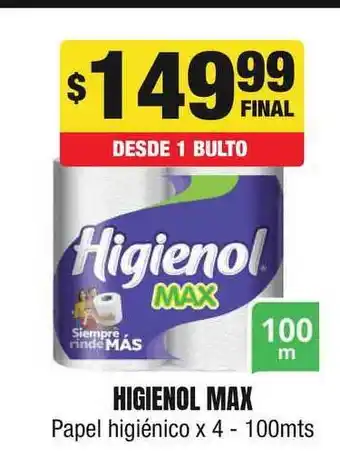 Maxi Ofertas Higienol Max Papel higiénico x 4 - 100mts oferta
