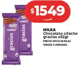 Supermayorista Vital MILKA Chocolate c/leche gracias x55gr oferta
