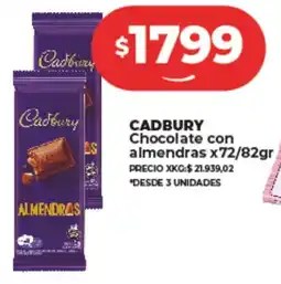 Supermayorista Vital CADBURY Chocolate con almendras x72/82gr oferta