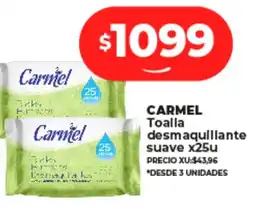 Supermayorista Vital CARMEL Toalla desmaquillante suave x25u oferta