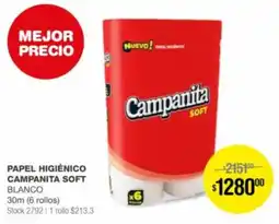Atomo Conviene PAPEL HIGIÉNICO CAMPANITA SOFT BLANCO 30m 6 rollos oferta