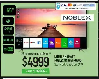 Changomas Led 65 4k smart noblex 91dk65x6500 oferta