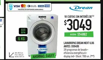 Changomas Lavarropas drean next oferta