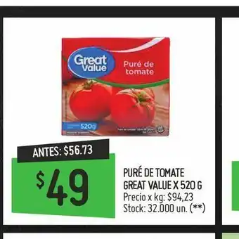 Changomas Puré de tomate great value x 520 g oferta