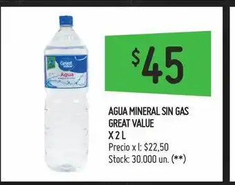 Changomas Agua mineral sin gas great value x 2 l oferta