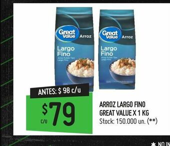 Changomas Arroz largo fino great value x 1 kg oferta