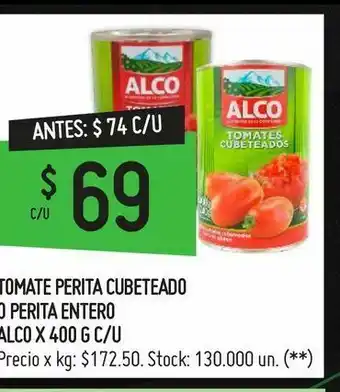 Changomas Tomate perita cubeteado o perita entero alco x 400 g c/u oferta