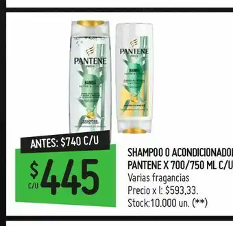 Changomas Shampoo o acondicionador pantene x 700/750 ml c/u oferta