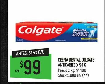 Changomas Crema dental colgate anticaries x 90 g oferta