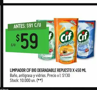 Changomas Limpiador cif bio degradable repuesto x 450 ml oferta