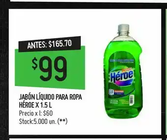 Changomas Jabón líquido para ropa héroe x 1.5 l oferta