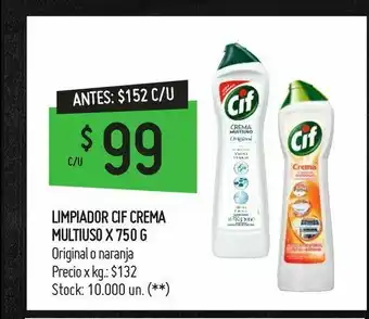 Changomas Limpiador cif crema multiuso x 750 g oferta