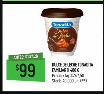 Changomas Dulce de leche tonadita familiar x 400 g oferta