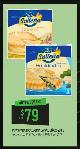 Changomas Tapas para pascualina la salteña x 400 g oferta