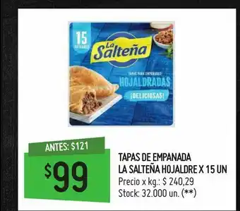 Changomas Tapas de empanada la salteña hojaldre x 15 un oferta