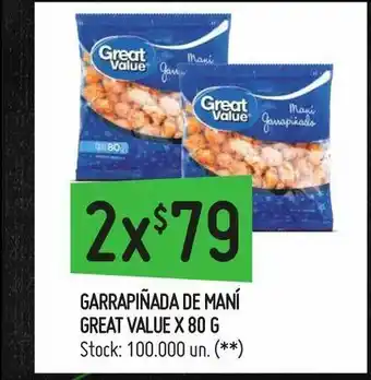 Changomas Garrapiñada de maní great value x 80 g oferta