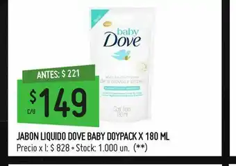 Changomas Jabon liquido dove baby doypack x 180 ml oferta