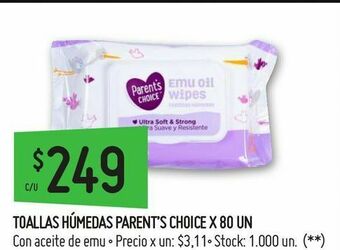 Changomas Toallas húmedas parent’s choice x 80 un oferta
