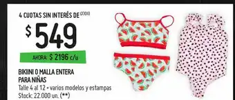 Changomas Bikiini o malla entera para niñas oferta