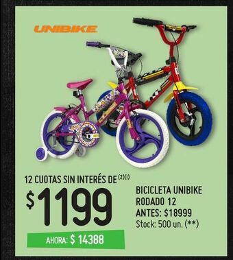 Changomas Bicicleta unibike rodado 12 oferta