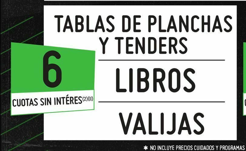 Tablas de planchas y tenders oferta en Changomas