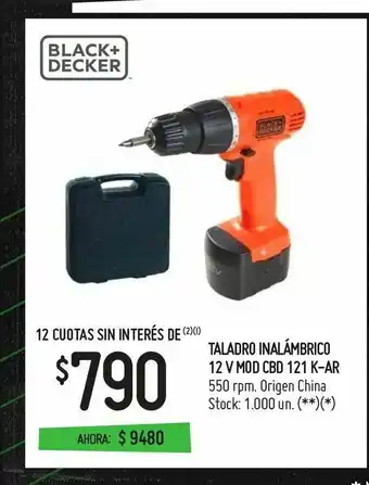 Changomas Taladro inalámbrico 12 v mod cbd 121 k-ar oferta