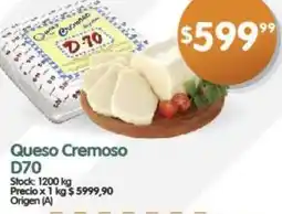 Supermercados Buenos Días Queso Cremoso D70 oferta