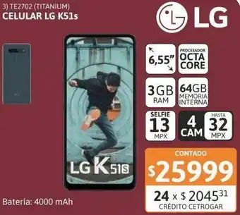 Samsung Cel lib lg k51s 6,55" 3/64 titanium oferta