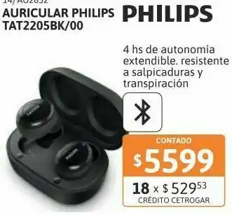 Samsung Auricular philips tat2205bk/00 bluetooth oferta