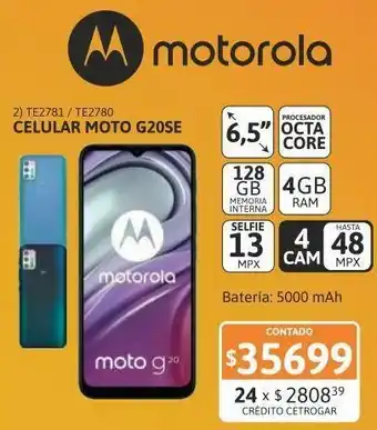 Samsung Cel lib moto g20se 6,5" 4/128 48mp azul oferta