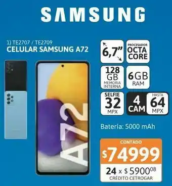 Samsung Cel lib sams a72 6,7" 6/128 black oferta