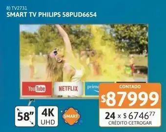 Samsung Tv led 58 philips pud6654 4k smart uhd oferta