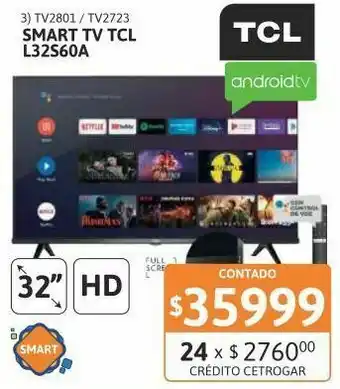 Samsung Tv led 32" tcl l32s60a hd smart android oferta