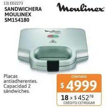 Sandwichera moulinex 700w sm154180