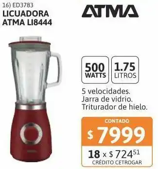 Licuadora atma li8444 1.75l 500w 5 vel