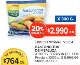 Carrefour Granja del sol bastoncitos de merluza oferta