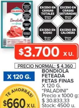 Carrefour Paladini bondiola feteada fetas finas oferta