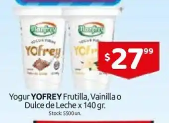Cordiez Yofrey Yogur Frutilla, Vainilla o Dulce de Leche x 140gr oferta