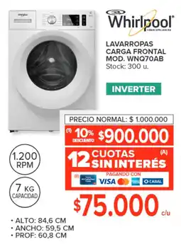 Carrefour Whirlpool lavarropas carga frontal oferta