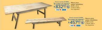 Carrefour Mesa Pino Patas Rebatibles 0.70 X 2 M Banco Pino Patas Rebatibles 0.35 X 2 M oferta