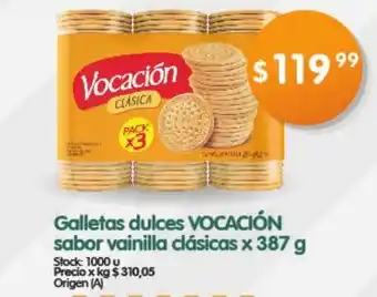 Supermercados Buenos Días Vocacion Galletas dulces sabor vainilla cläsicas x 387g oferta