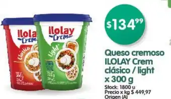 Supermercados Buenos Días Ilolay Crem Queso cremoso Crem cläsico/light x 300g oferta