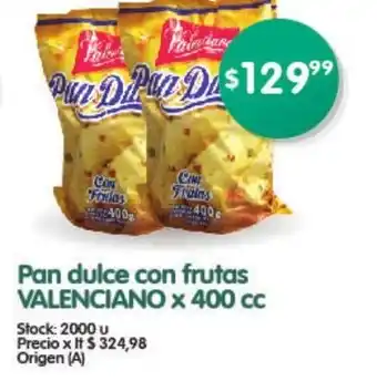 Supermercados Buenos Días Valenciano Pan dulce con frutas x 400cc oferta