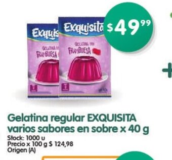 Supermercados Buenos Días Exquisita Gelatina regular varios sabores en sobre x 40g oferta