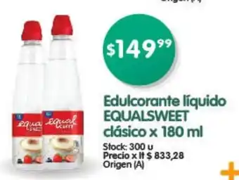 Supermercados Buenos Días Equalsweet Edulcorante liquido cläsico x 180ml oferta