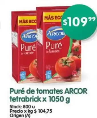 Supermercados Buenos Días Arcor Puré de tomates Tetrabrick x 1050g oferta
