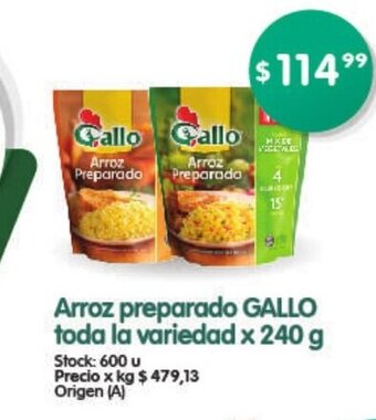 Supermercados Buenos Días Gallo Arroz preparado toda la variedad x 240g oferta