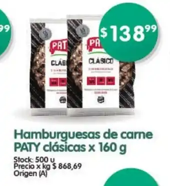 Supermercados Buenos Días Paty Cläsicas Hamburguesas de carne x 160g oferta