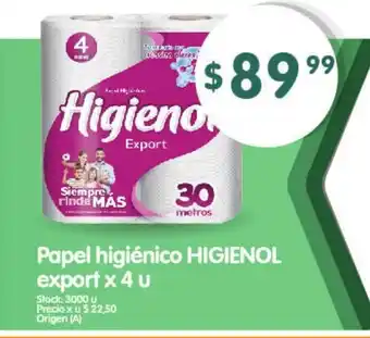 Supermercados Buenos Días Higienol export Papel Higienico x 4u oferta