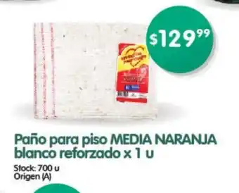 Supermercados Buenos Días Media Naranja Paño para piso blanco reforzado x 1u oferta